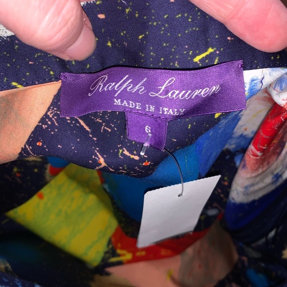 NWT Ralph Lauren Purple Label MAQUIRE Cotton Satin Artist Paint Splatter Skirt 6 - Picture 8 of 13